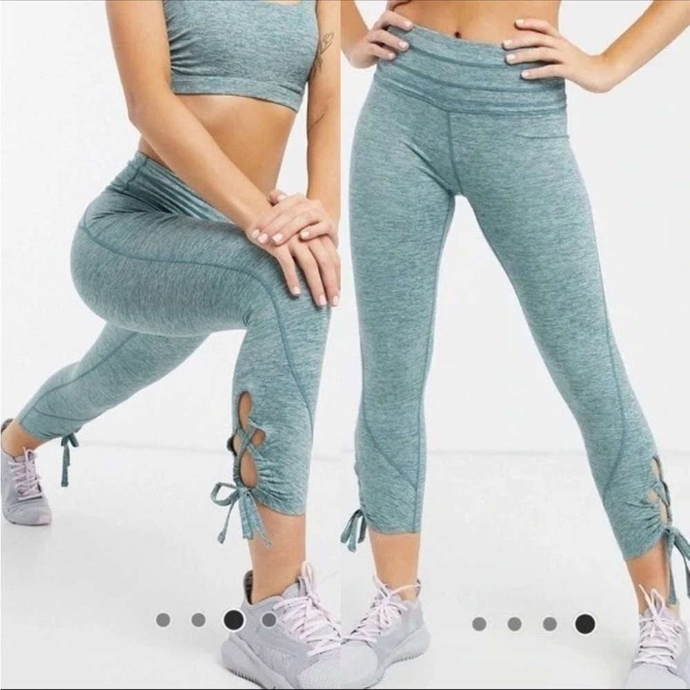 Women's Blue Athletic Leggings - Picture 2 of 12